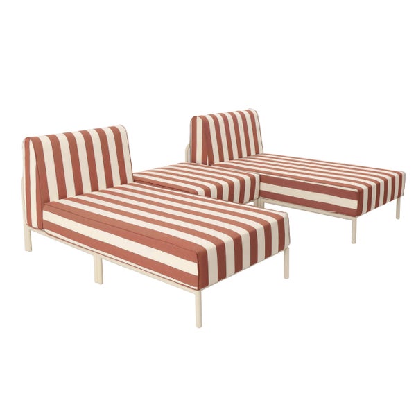 Modulares niedriges Gartenmöbel-Set mit Streifenmuster 3 Plätze 144 x 128 x 78 cm - Oviala