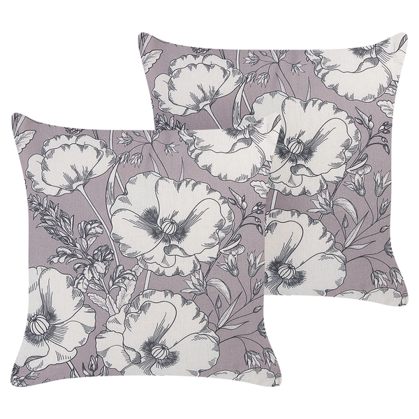 Dekokissen 2er Set SOPHORA 45 x 45 cm Grau Blumenmuster