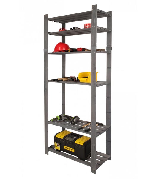 PROREGAL Holzregal Pinepeak HxBxT 200 x 80 x 38 cm 6 Fachboden 1,2 cm Dickes Kiefernholz Grau