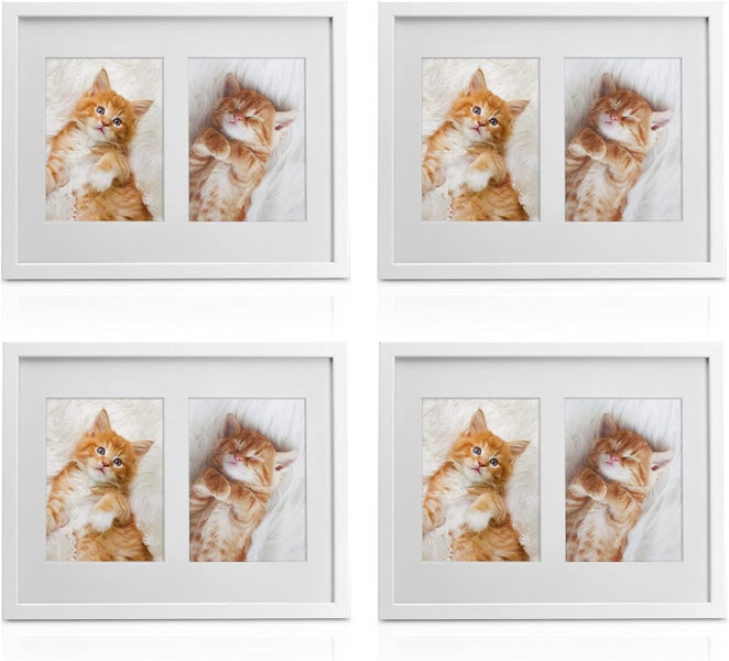 Set von vier Galerierahmen mit Passepartout für zwei Fotos mit jeweils einem Motiv eines Kätzchens.