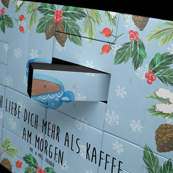 Mr. & Mrs. Panda Befüllbarer Adventskalender Kaffee Tasse - Blau Pastell
