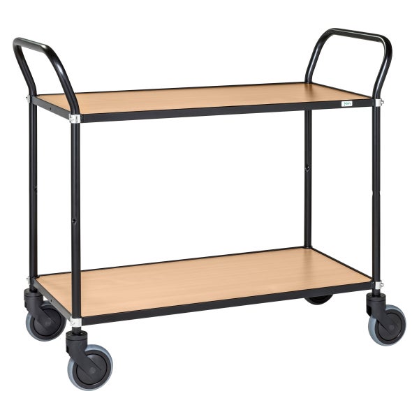 Servierwagen mit zwei Ablageflächen und Rollen