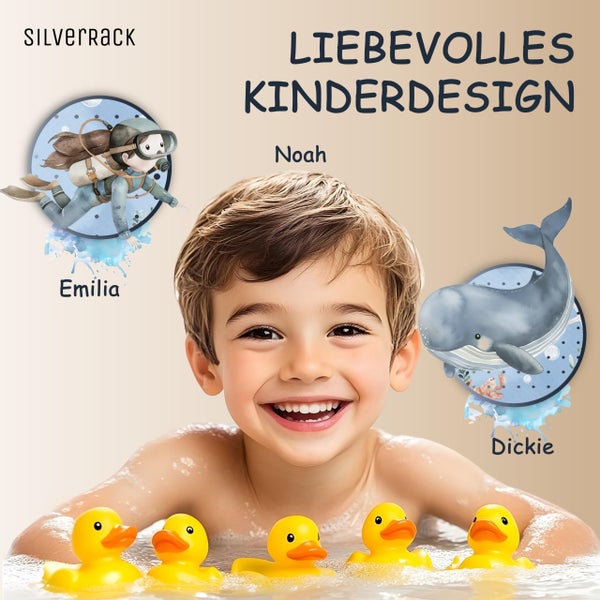 SilverRack Badewannenmatte Kinder rutschfest [100x40cm] - Antirutschmatte Badewanne BPA frei - Badematte Kinder - für Baby & Kinder - Antirutsch Matte - Bath Mat - Wal Unterwasserwelt Blau
