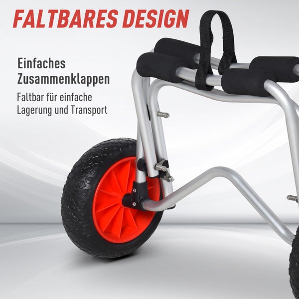 HOMCOM  Kanuwagen, Kajakwagen, 68 x 44,5 x 40 cm, Aluminium, Silber