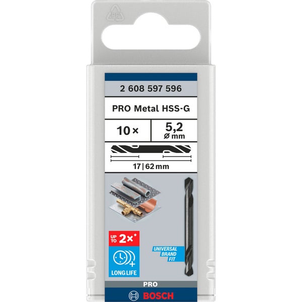 Bosch PRO Metal HSS-G Spiralbohrer mit Doppelklinge 5,2 x 17 x 62 mm - 2608597596