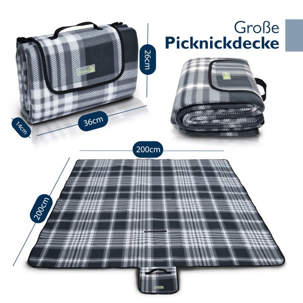 Große Picknickdecke mit Tragegriff und kariertem Muster