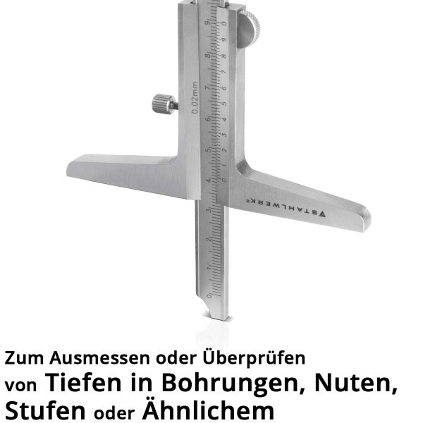 Tiefenmessschieber aus Metall mit Feststellschraube