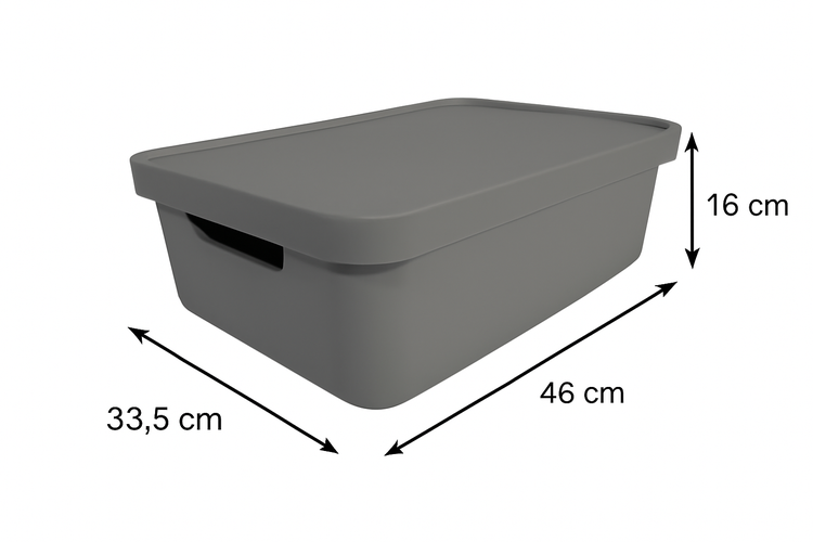 Aufbewahrungsbox mit Deckel, Abmessungen 46 cm x 33,5 cm x 16 cm
