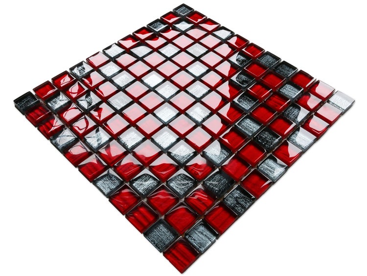 Glasmosaik auf Netz für Bad und Küche 30cm x 30cm  - Red Jeans