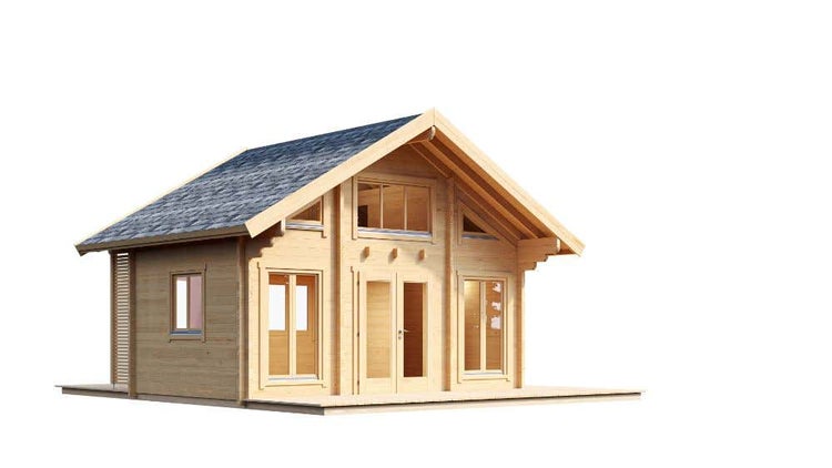 FinnTherm Saunahaus Vanessa Gartensauna Sauna mit 70 mm Wandstärke inklusive Terrasse Außensauna