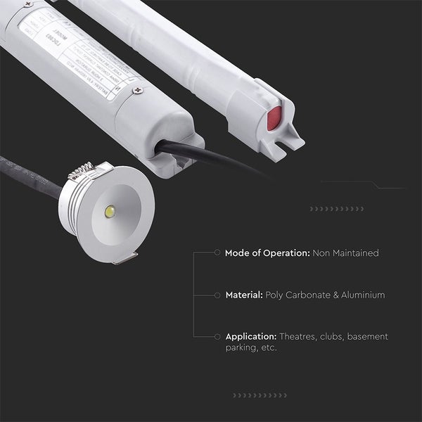 Notlichtstrahler - IP20 - Weiß - 3 Watt - 140 Lumen - 5500K