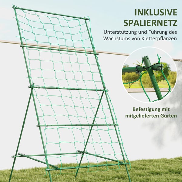 Outsunny Rankgitter aus Stahl zum Stecken rostfrei Rankhilfe in A-Form für Kletterpflanzen Spalier 101x133x227 cm Garten Spalier Pflanzenspalier für Gemüse Blumen Kletterpflanzen Grün