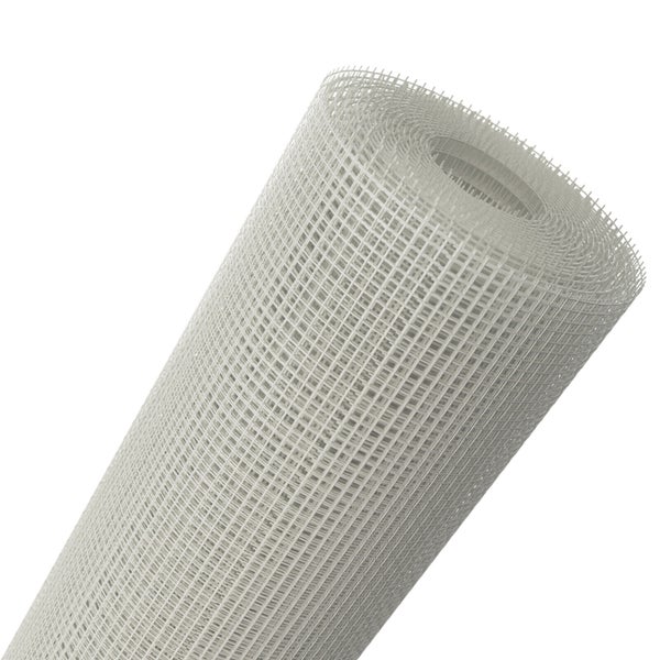 Rolle weißes Glasfasergewebe zur Armierung mit quadratischer Maschenstruktur.