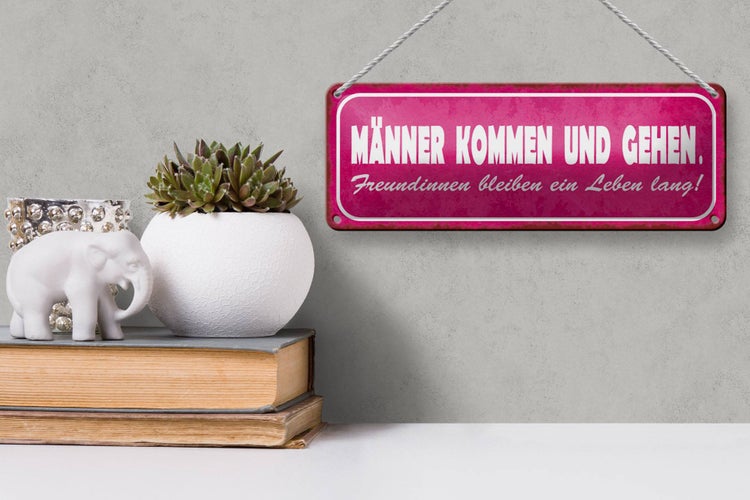 Blechschild Spruch 27x10cm Männer kommen und gehen Dekoration