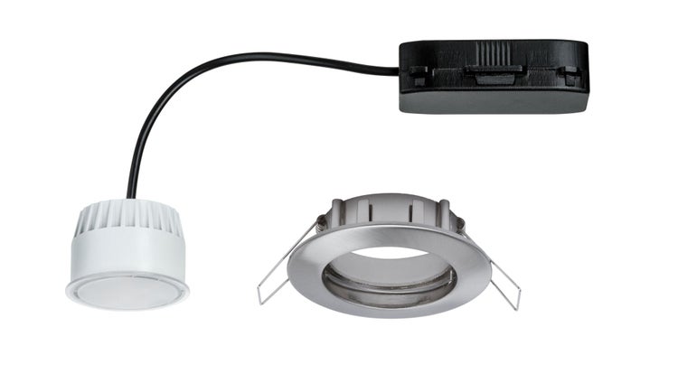 Premium LED Einbauleuchte Coin IP44 rund 79mm Coin 3x6,8W 3x430lm 230V 2700K Eisen gebürstet, Satin