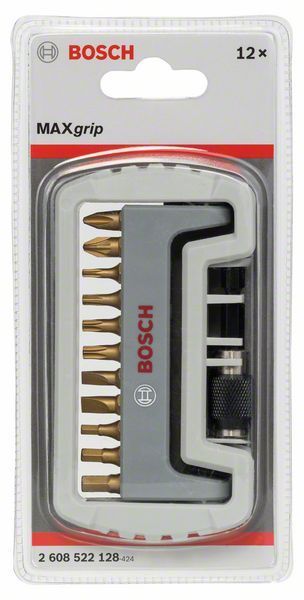 Bosch Max Grip Bit-Set mit zwölf Teilen in Verpackung