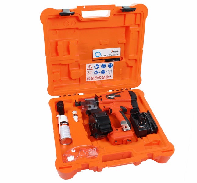 Paslode IM45 CW Lithium Impuls Nagler im Werkzeugkoffer mit Zubehör
