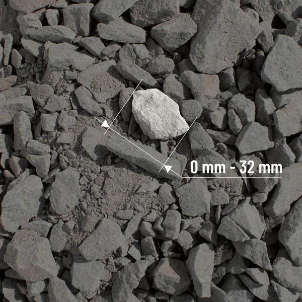 Schotter mit einer Körnung von 0 bis 32 Millimeter.