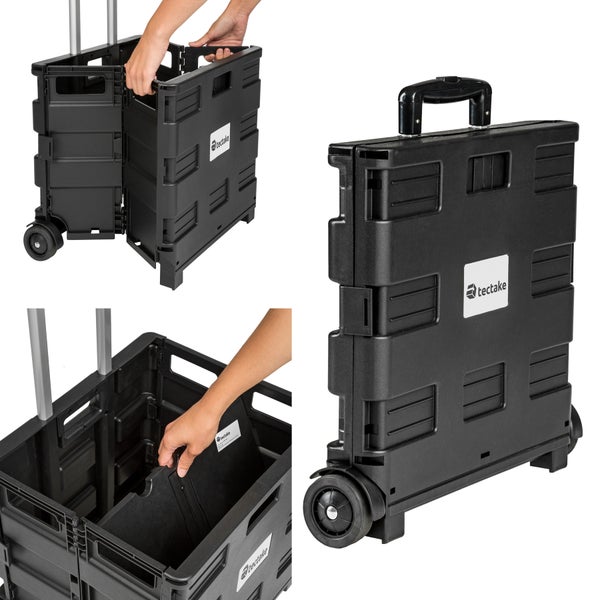 Einkaufstrolley tectake  46 l klappbar schwarz