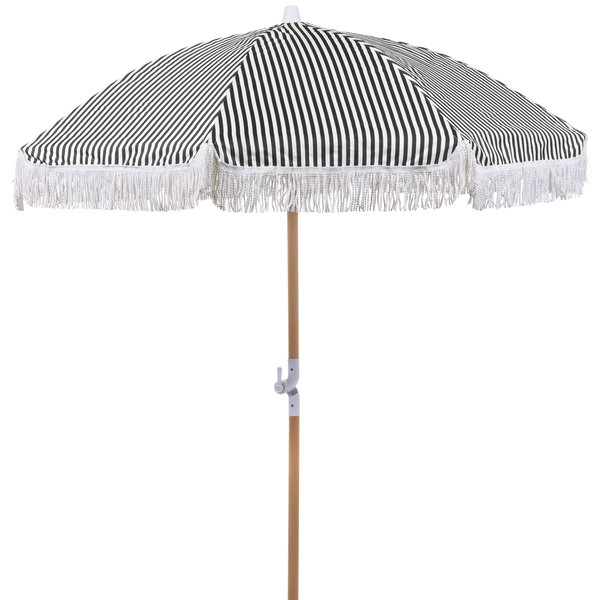 Olivenbaum Olea europaea mit dickem Stamm in einem großen schwarzen Pflanzkübel auf einer Holzpalette im Freien.