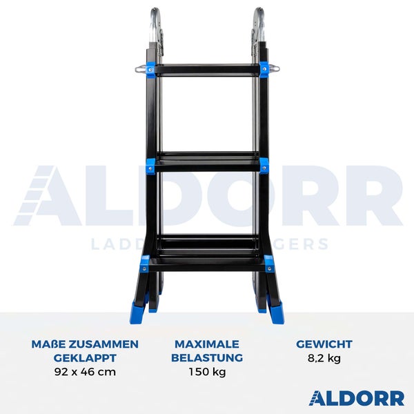 Mehrzweckleiter aus Aluminium in A-Form und als Stehleiter