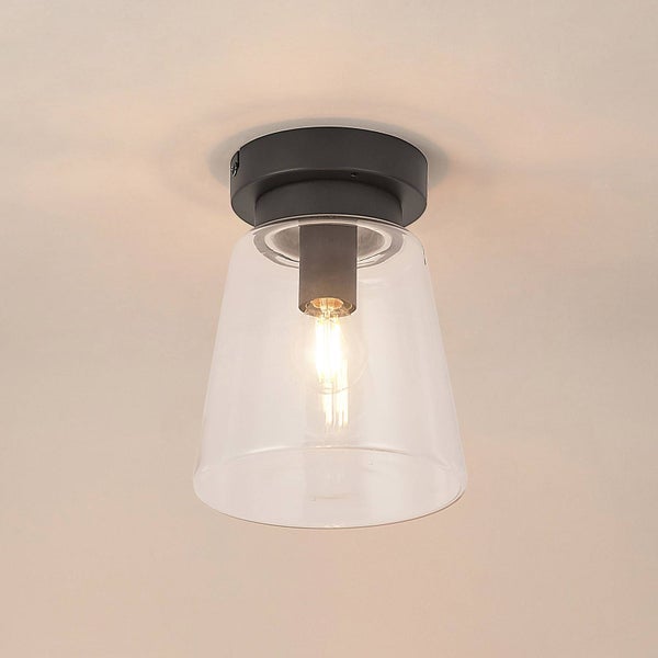 Lindby Deckenlampe Carmalin (spritzwassergeschützt (Modern) in Schwarz aus Metall (1 flammig, E14) - Bad Deckenleuchte Lampe Wohnzimmerleuchte
