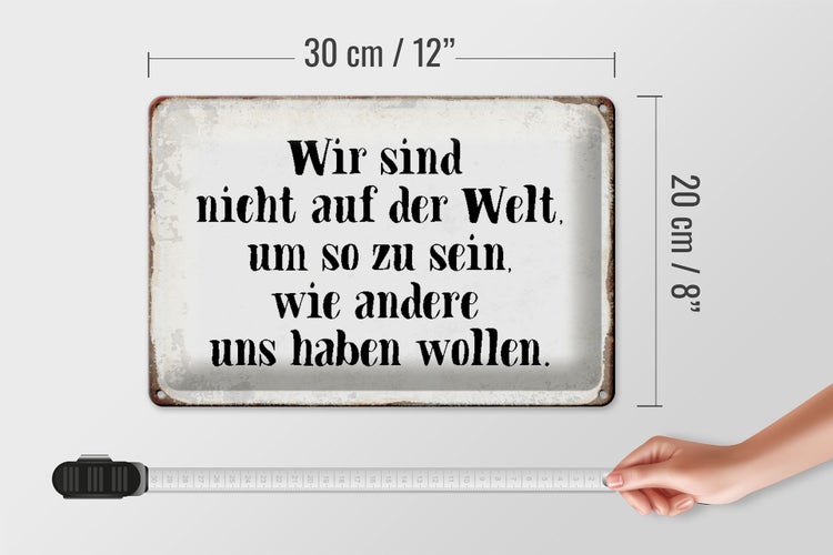 Blechschild Spruch 30x20cm sind nicht auf Welt wie andere