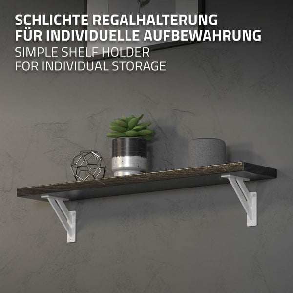 ML-Design 4 Stück Regalhalterung 120x120 mm, Weiß, Aluminium, Schwebende Regalhalterungen, Regalwinkel, Wandhalterung für Regalbrett, Regalträger für Wandmontage, Wandregal Wandkonsole Regalstütze