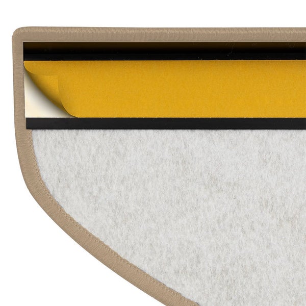 FLOORDIREKT Stufenmatte York - Widerstandsfähig & Pflegeleicht - Beige - Halbrund - 23.5 x 65 cm