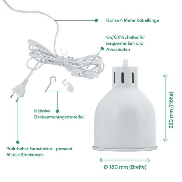 Venso EcoSolutions E27 SAGA Lampenschirm Schwarz, LED Pflanzenlampe E27 Pflanzenleuchte, LED Wachstumslampe, Anzuchtlampe Gemüse, Pflanzenlicht, Lampenschirm schwarz