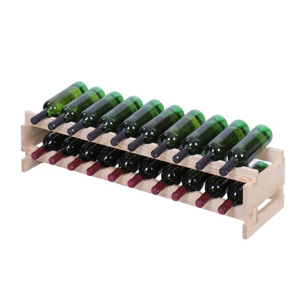 Weinregal VINOTECA FLEX PRO HxBxT 23x103x28cm 20 Flaschen auf 2 Ebenen Massives Kiefernholz Natur unbehandelt