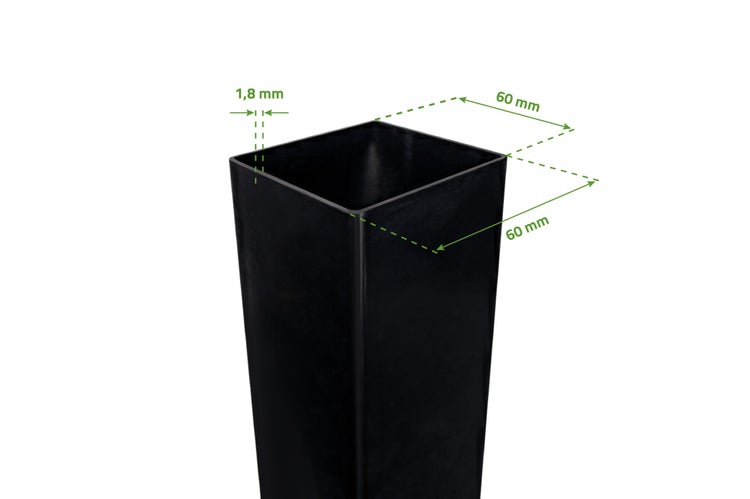 Set mit 2 DARIO-Eisenpfosten, 6 x 6 cm, H. 250 cm, Mattschwarz