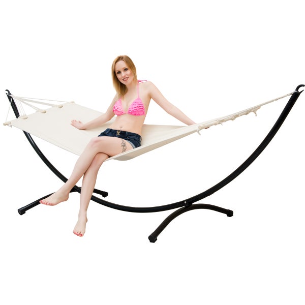 AMANKA Hängematte mit Gestell - 300x100 Garten Liege - Outdoor Indoor Hängemattengestell aus Metall