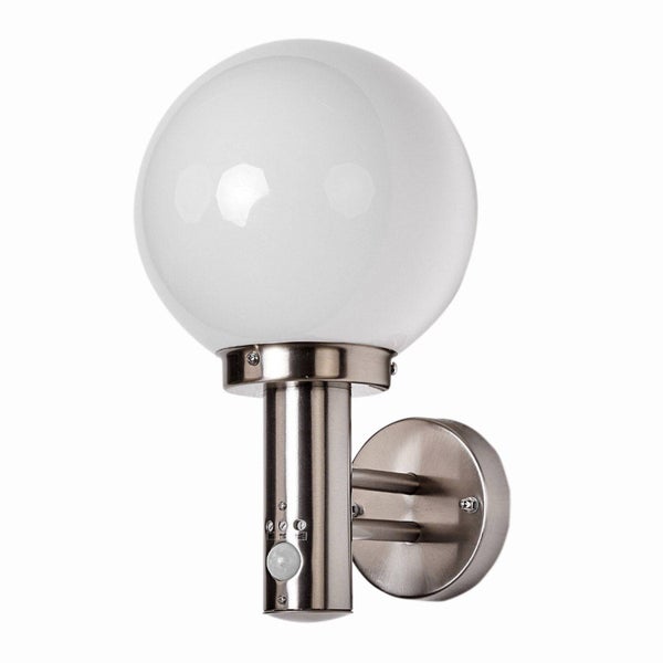 Lindby Wandleuchte außen Nada mit Bewegungsmelder (spritzwassergeschützt (Modern) in Alu aus Edelstahl (1 flammig, E27) - Wandlampe für Außenwand/Hauswand Haus Terrasse und Balkon