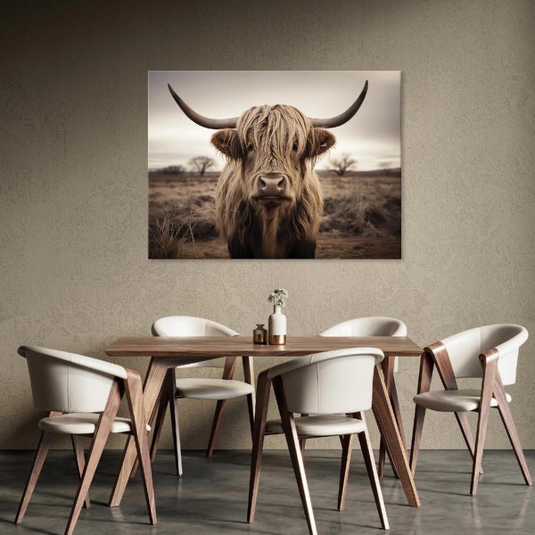 Leinwandbild Schottisches Hochlandrind Bilder Wohnzimmer 100X70 cm