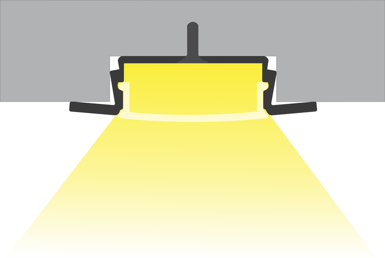 TIVENDIS Led Alu Profil 2 m EF2 Komplett Set für Strip / Streifen bis 12 mm breit | Abdeckung satiniert milchig, Endkappen |  Einbau Fußleisten Flachprofil eloxiert