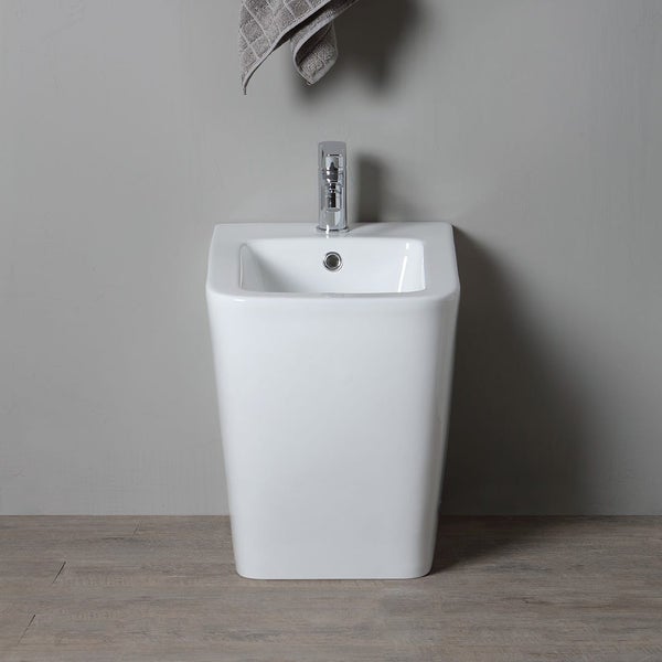 Sanitärkeramik- Bidet,glänzend weiß, bodenstehend | Rock