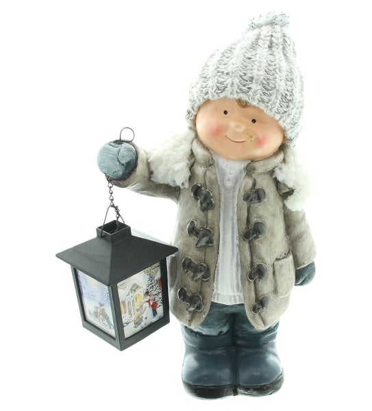 Dekorative Winterfigur mit Laterne für den Innenbereich