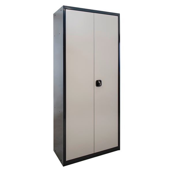 PROREGAL Motorradschrank Owl mit 3x  Staufächer & 1x  Fachboden HxBxT 192 x 80 x 37 cm Stahl Anthrazitgrau Lichtgrau