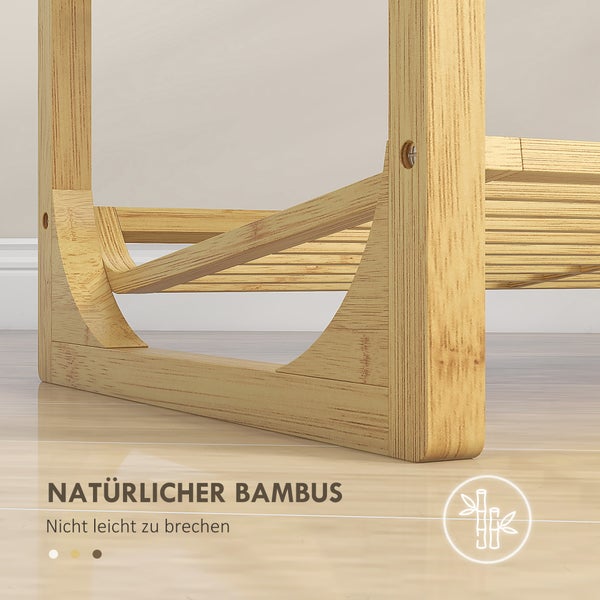 HOMCOM Schuhregal, Schuhständer mit 4 Ebenen aus Bambus, für max. 12 Paar Schuhe, Schuhablage mit Griff für Eingang, Schlafzimmer, 76 x 33 x 67 cm, Natur