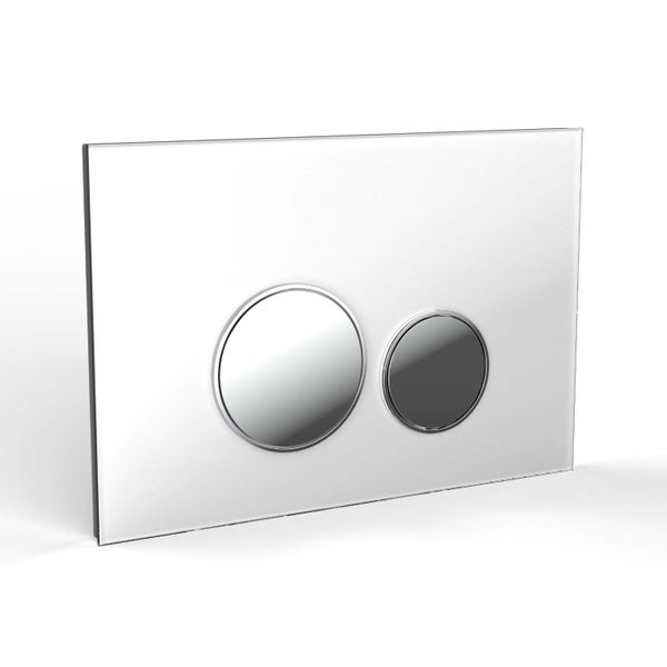 Drückerplatte Glas Weiß Kompatibel mit Geberit Duofix Sigma/Delta 2 Mengenspülung