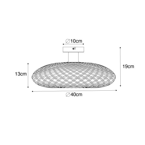 Technische Zeichnung einer Deckenleuchte mit den Maßen 40 cm Durchmesser und 19 cm Höhe