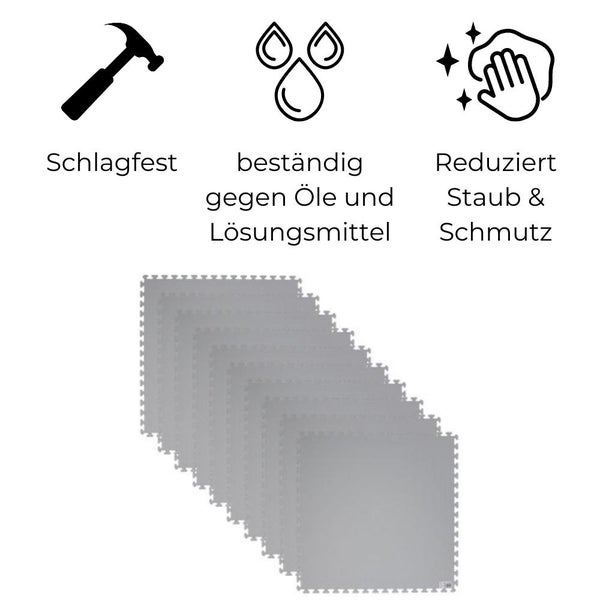 20x Klickfliesen Bodenplatte Kunststoff Balkon Terasse Garage Werkstatt Camping Outdoor Fliesen Bodenbelag grau 50 PP dünn Klicksystem