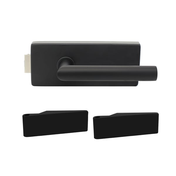 Glastür Klarglas 834x1972mm 10 Felder schwarz Komplettset mit Glastürbeschlag