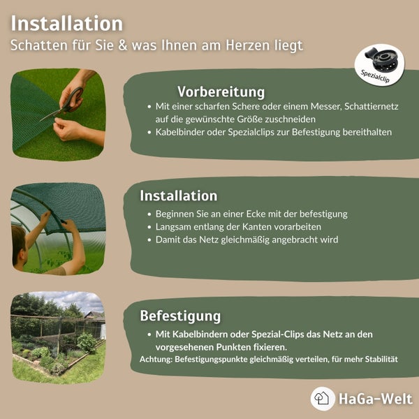 HaGa Schattiernetz 60% in 3m Breite – Sonnenschutz Sichtschutz Schattierung für Pflanzen & Beete