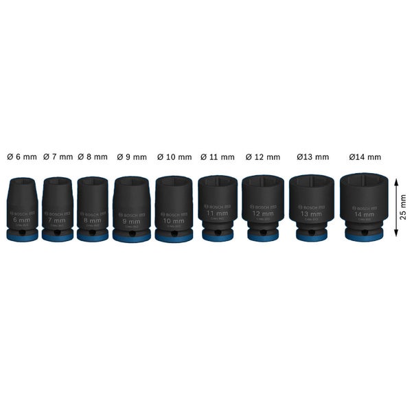Bosch PRO Impact Socket Set 1/4 Standard 9‑tlg. - 2608003034