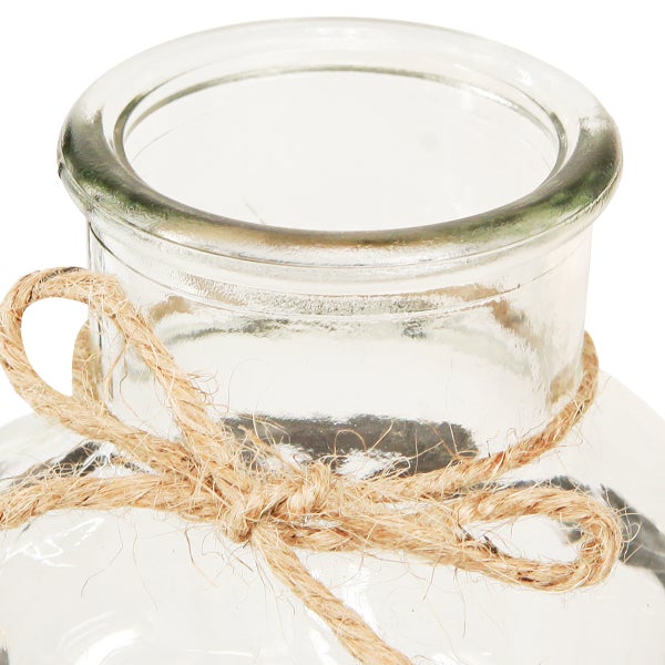 Glasvase mit Juteschleife