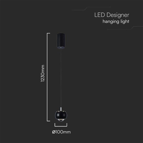 LED-Design-Hängeleuchte mit einer Länge von 1230 Millimetern und einem Durchmesser von 100 Millimetern
