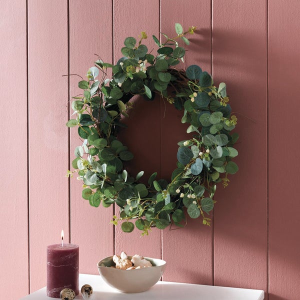 FRANK FLECHTWAREN|Kranz Eukalyptus, ca. Ø 40 x12 cm , KUNSTSTOFF, KIEFER