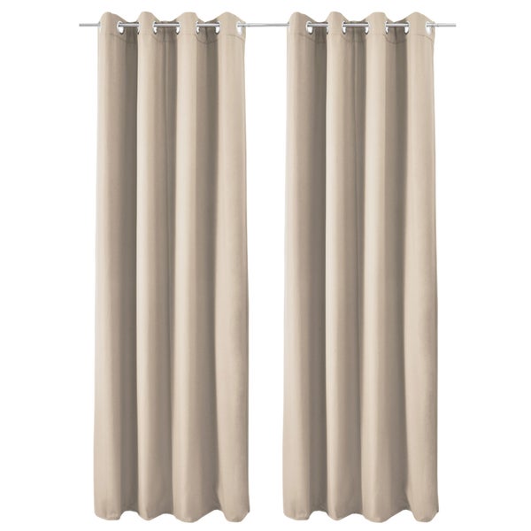 Beautissu Amelie TO Vorhang mit Öse 140x245cm Creme (2tlg)